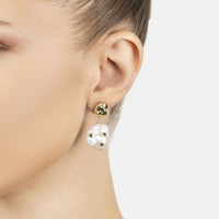 Polka Dot Baroque Pearl Drop Earrings Gold Emerald-1