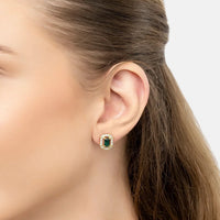 Whistledown Gemstone Stud Earrings Emerald Gold-2