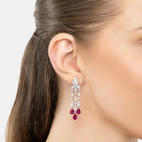 Duchess Ruby Drop Earrings Silver-1