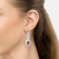 Countess Gemstone Drop Earrings Ruby Silver-3