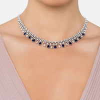 Duchess Sapphire Statement Necklace Silver-1
