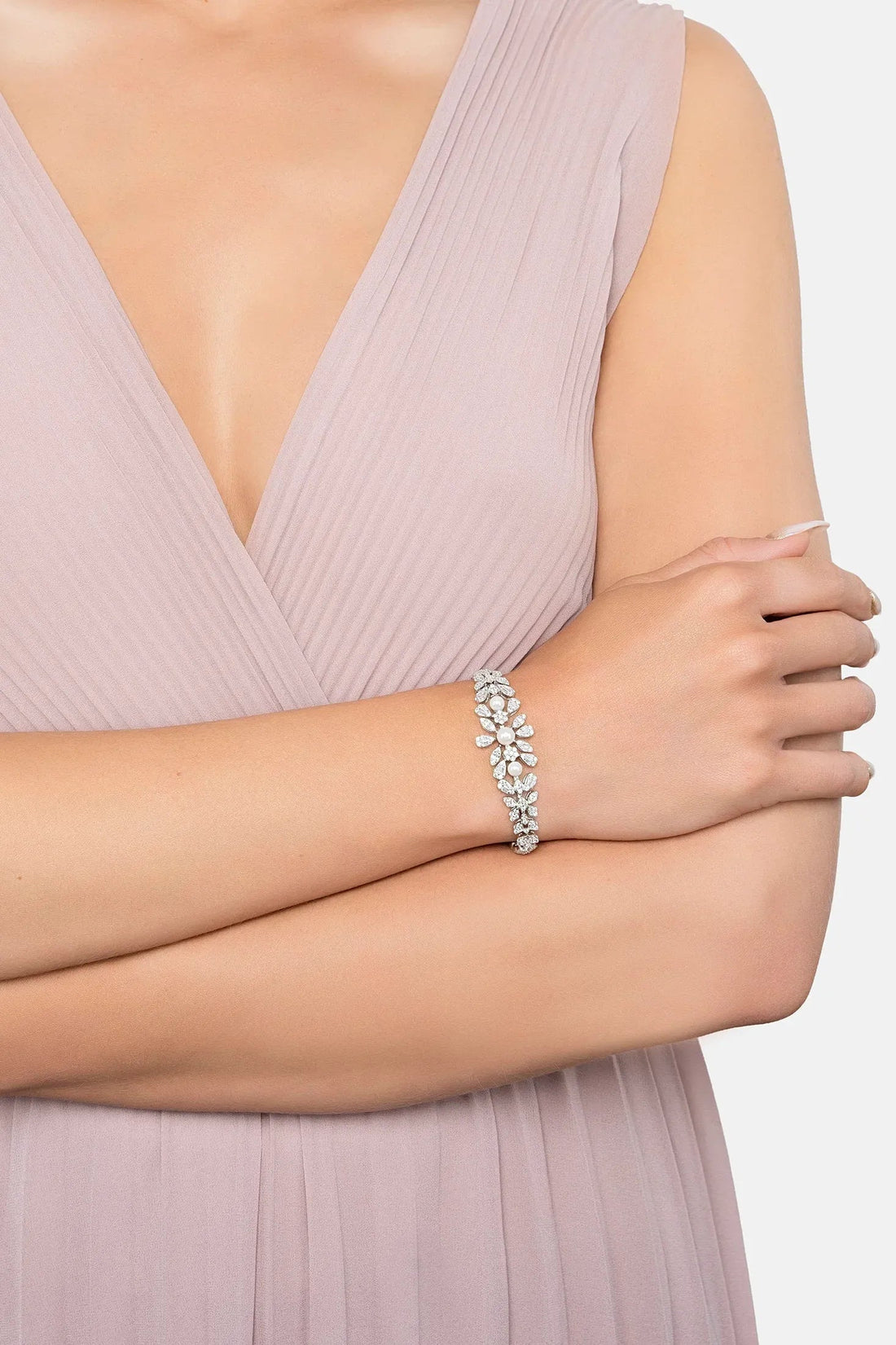 Empress Pearl Petal Tennis Bracelet-1