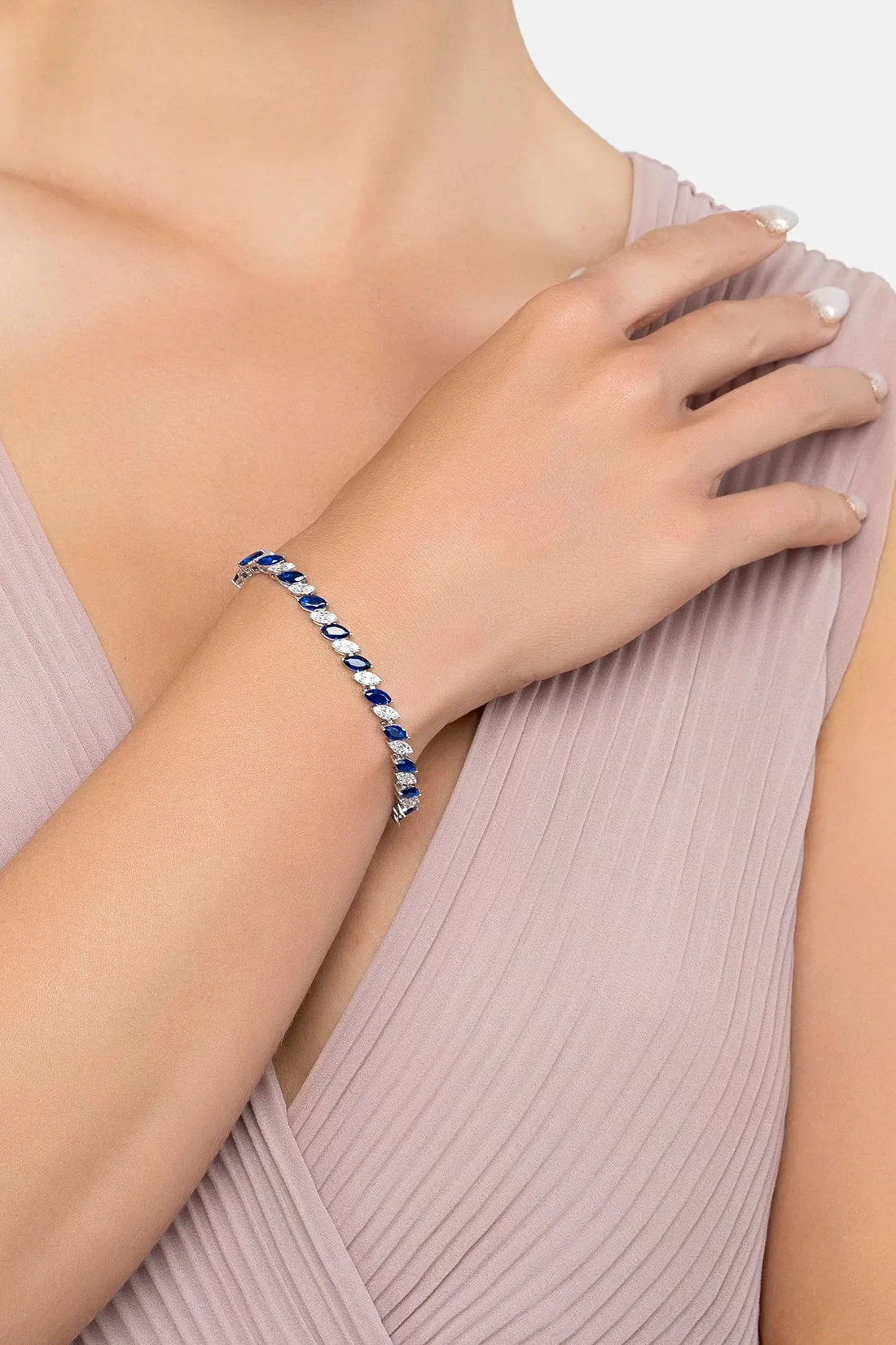 Viscountess Tennis Bracelet Sapphire Silver-1