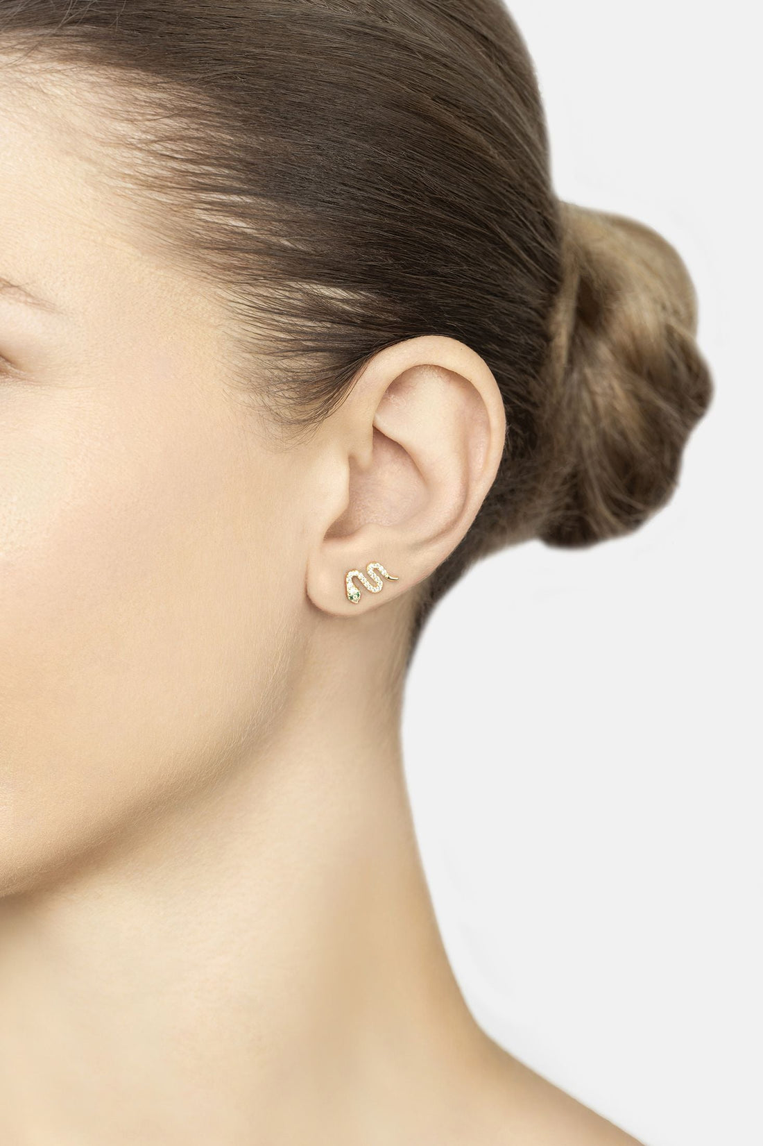 Slither Snake Stud Earrings Cz Gold-1