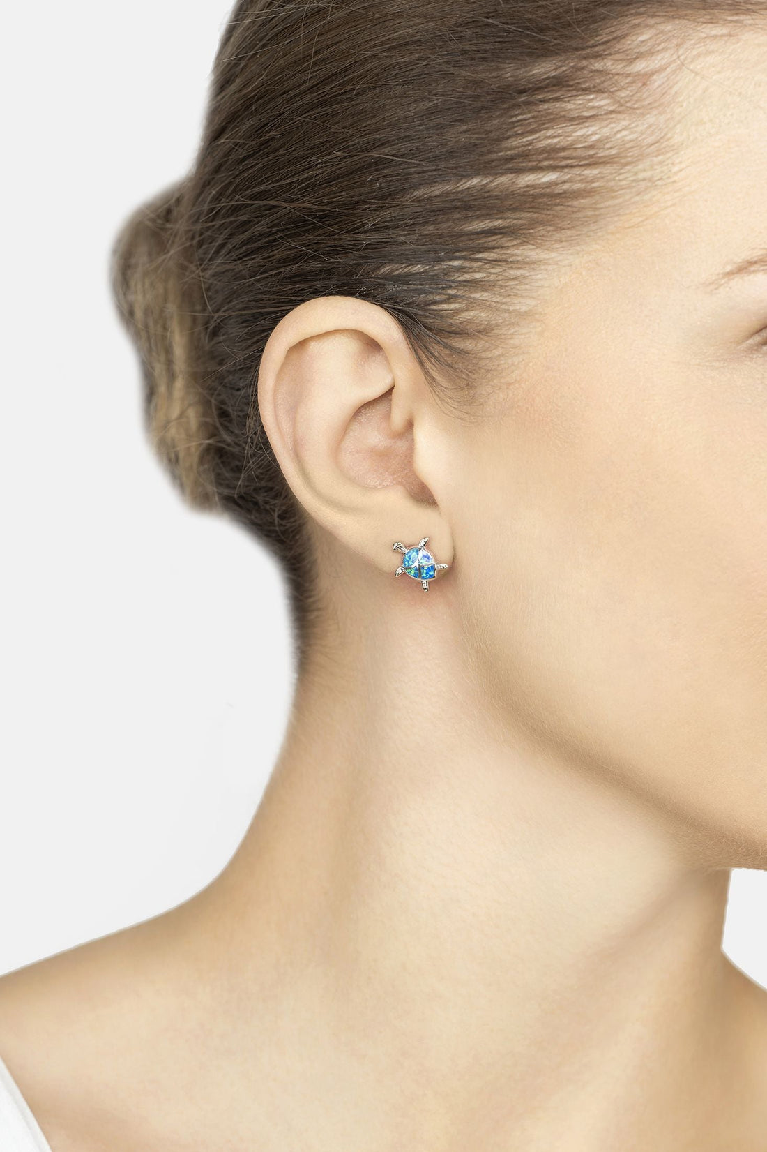 Turtle Blue Opalite Stud Earrings Silver-1