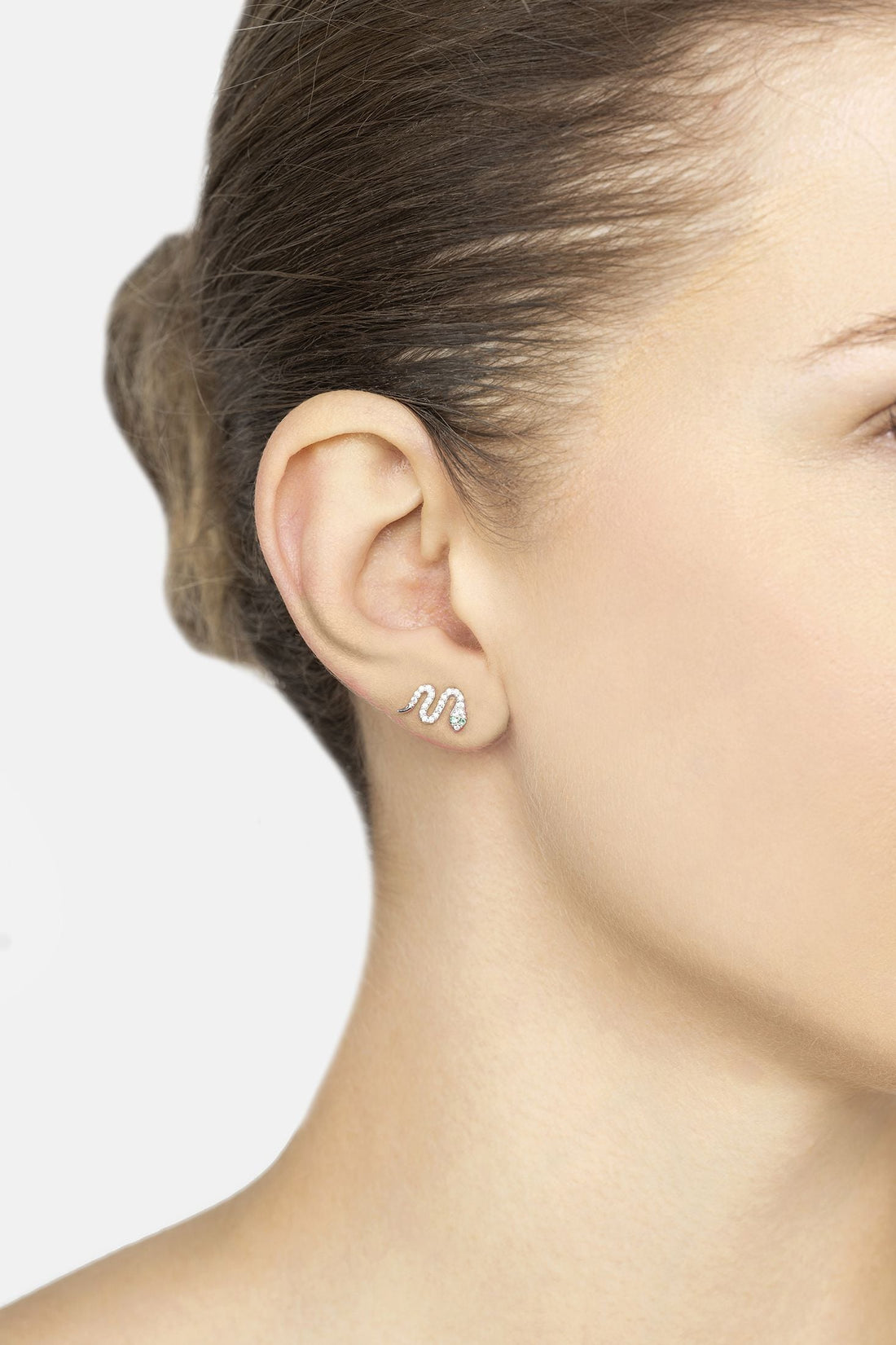 Slither Snake Stud Earrings Cz Silver-3