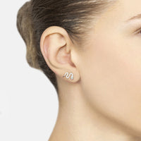 Slither Snake Stud Earrings Cz Silver-3