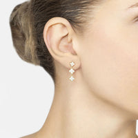 Mini Triple Clover Drop Earrings Gold-2