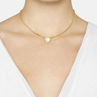 Heart Mother Of Pearl Necklace Gold-1