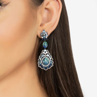 Mariana Green Opal Drop Earrings Oxidised-1