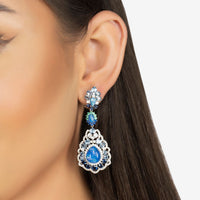 Mariana Blue Opal Drop Earrings Silver-1