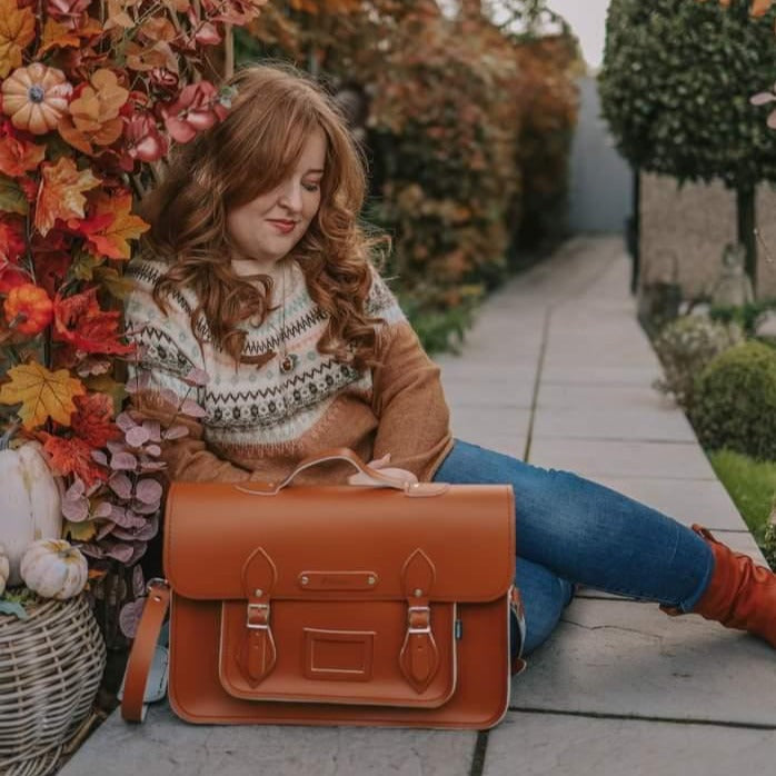 Handmade Leather Satchel - Burnt Orange-1