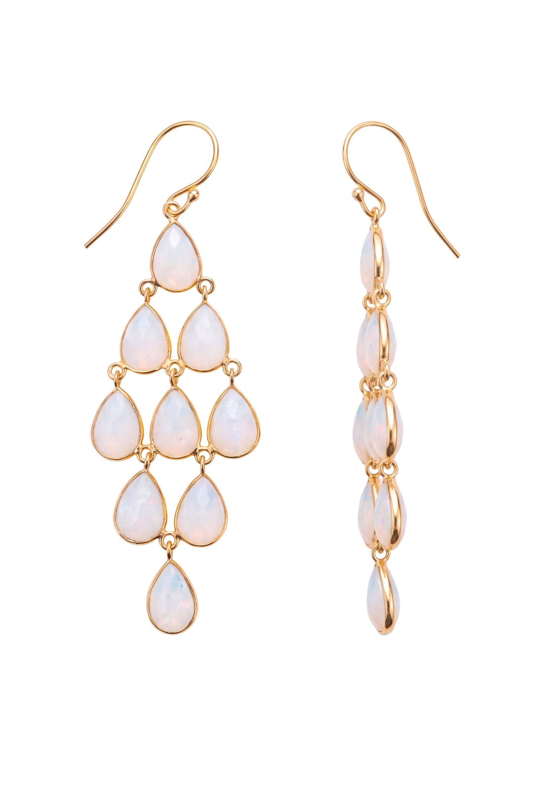 Erviola Gemstone Cascade Earrings Gold Opal-2