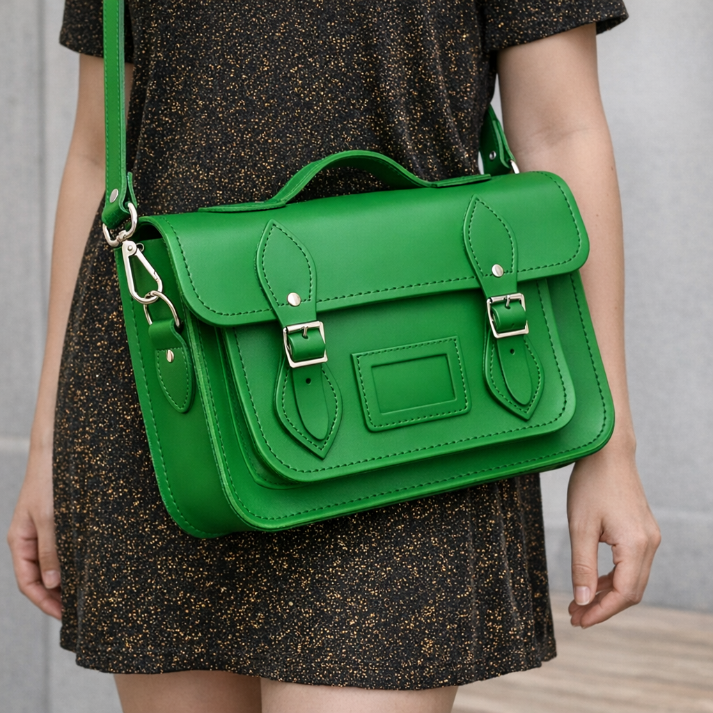 Handmade Leather Satchel - Green-1