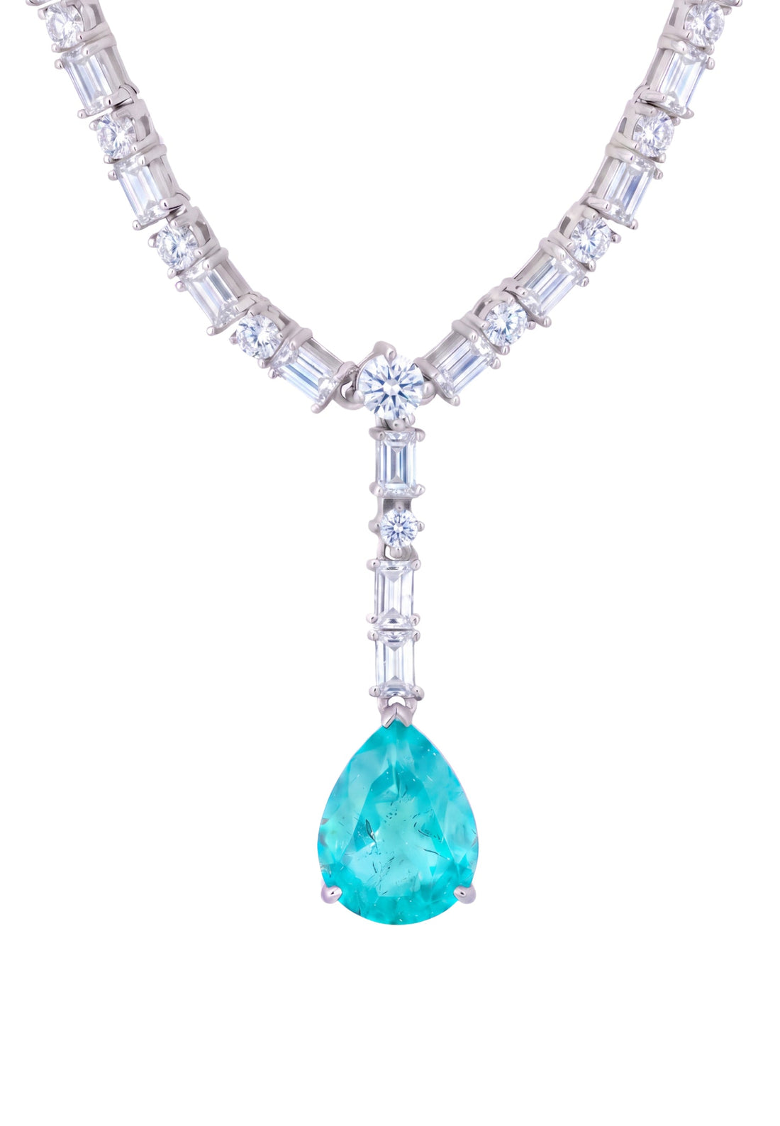 Claudette Statement Necklace Silver Paraiba Tourmaline-0