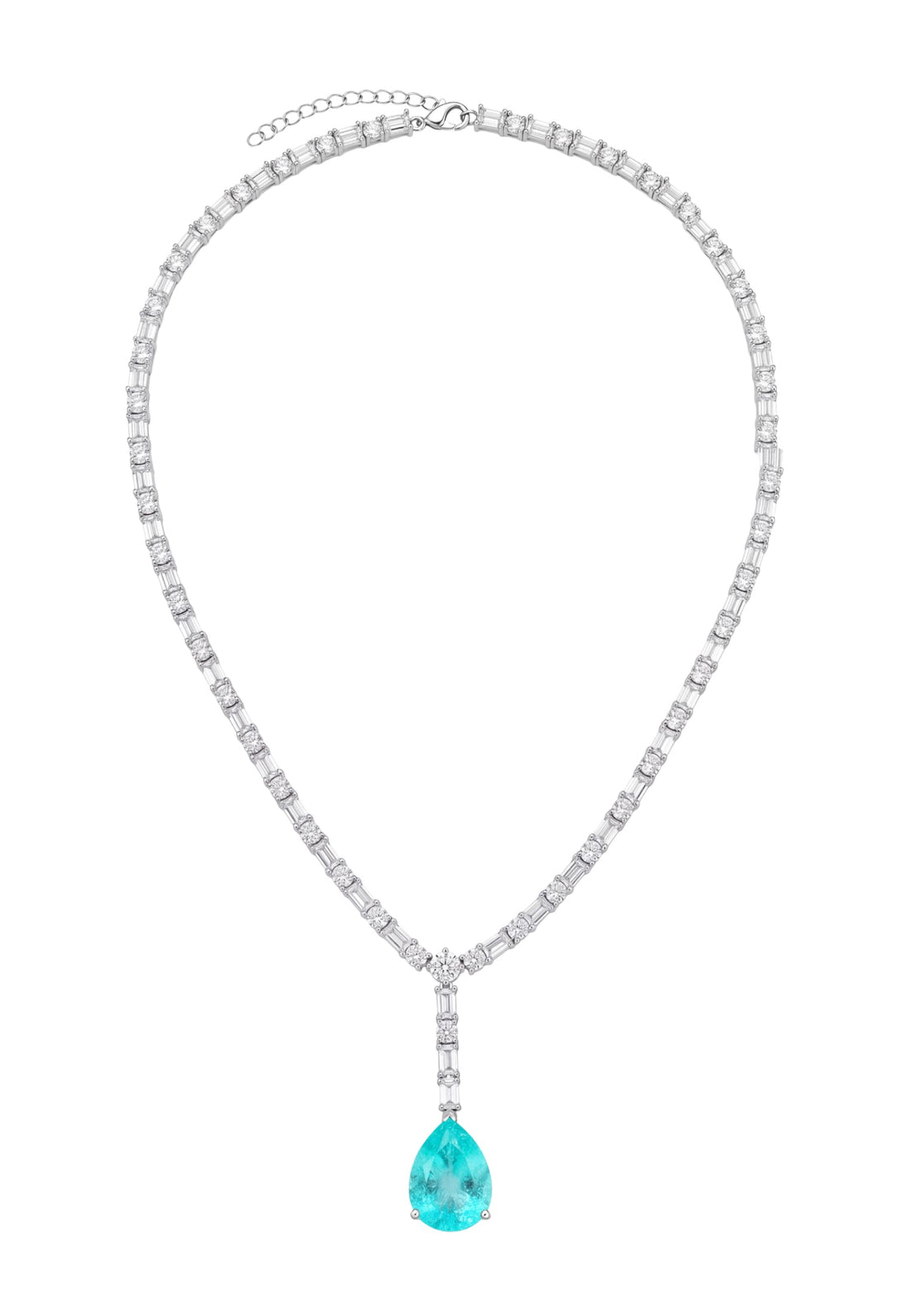 Claudette Statement Necklace Silver Paraiba Tourmaline-2