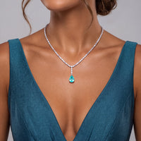 Claudette Statement Necklace Silver Paraiba Tourmaline-1