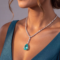 Claudette Statement Necklace Silver Paraiba Tourmaline-3