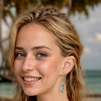 Seahorse Turquoise Drop Earrings Gold-1