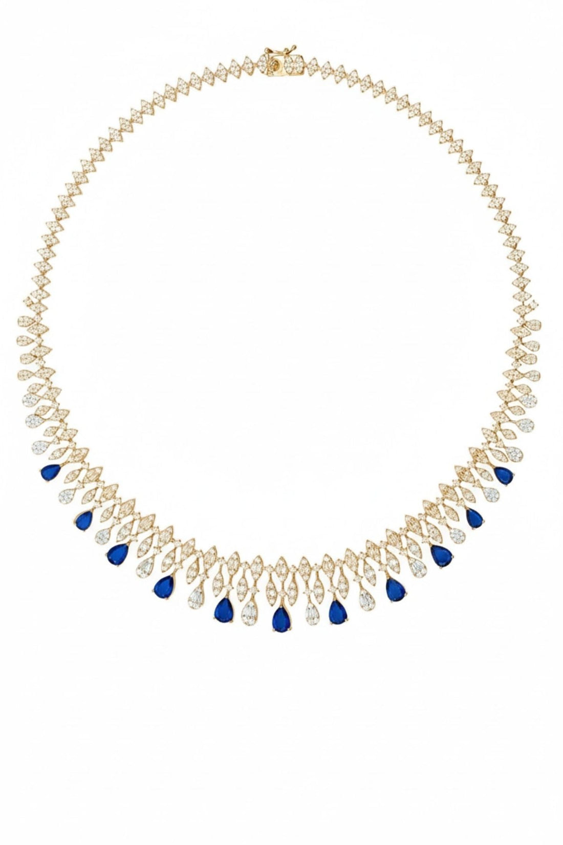Duchess Sapphire Statement Necklace Gold-2