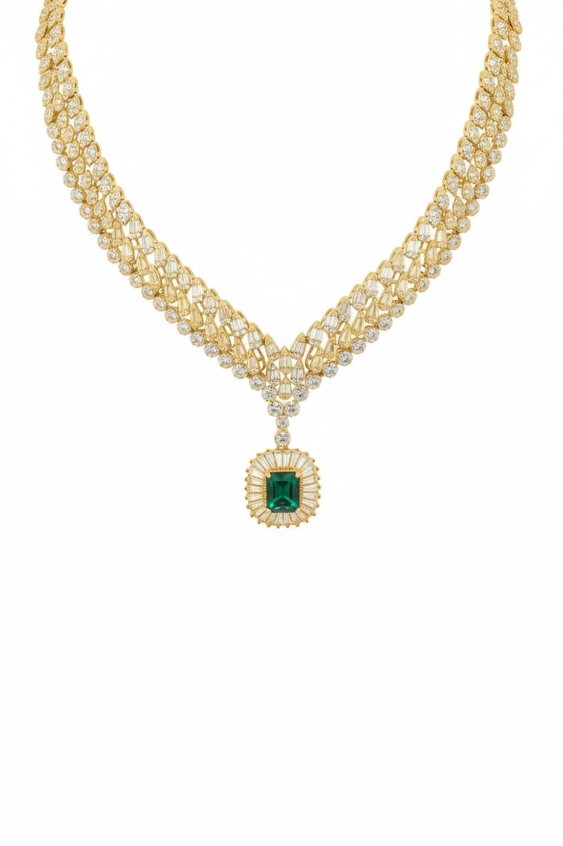 Countess Statement Emerald Necklace Gold-0