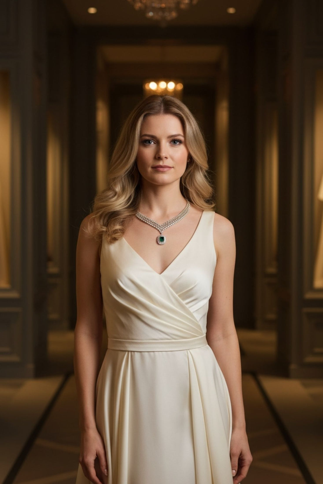 Countess Statement Emerald Necklace Gold-3
