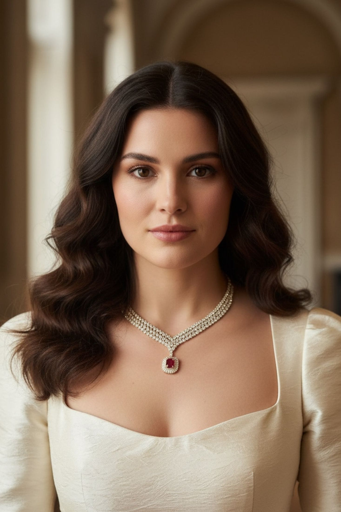 Countess Statement Ruby Necklace Gold-1