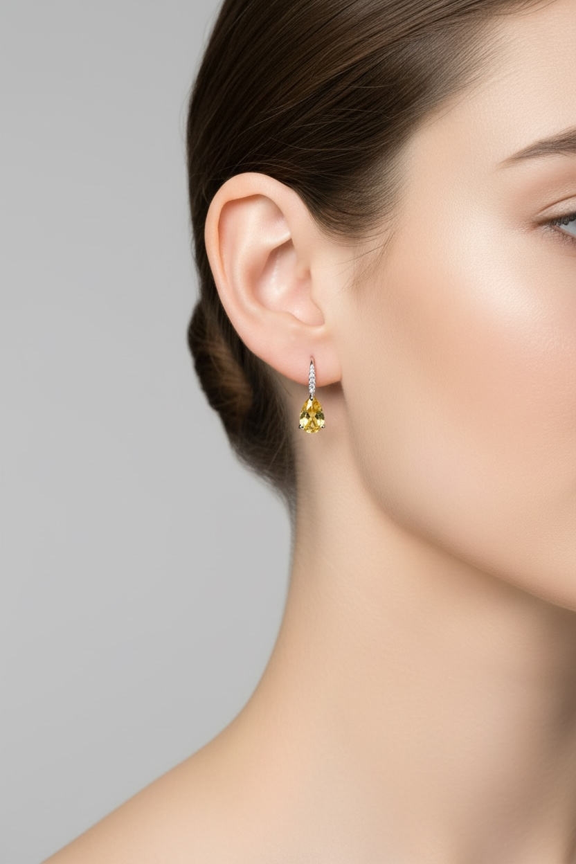 Julie Teardrop Earrings Yellow Topaz-1