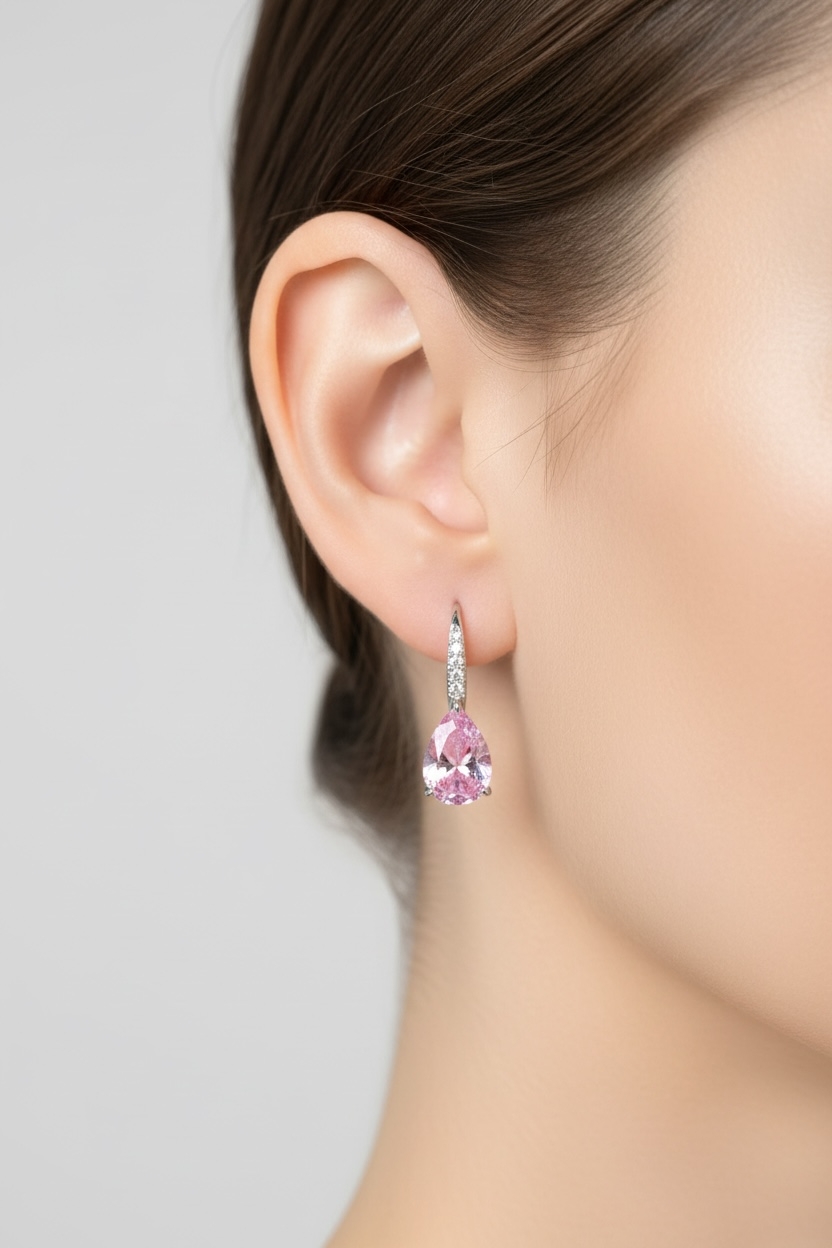 Julie Teardrop Earrings Morganite Pink-1