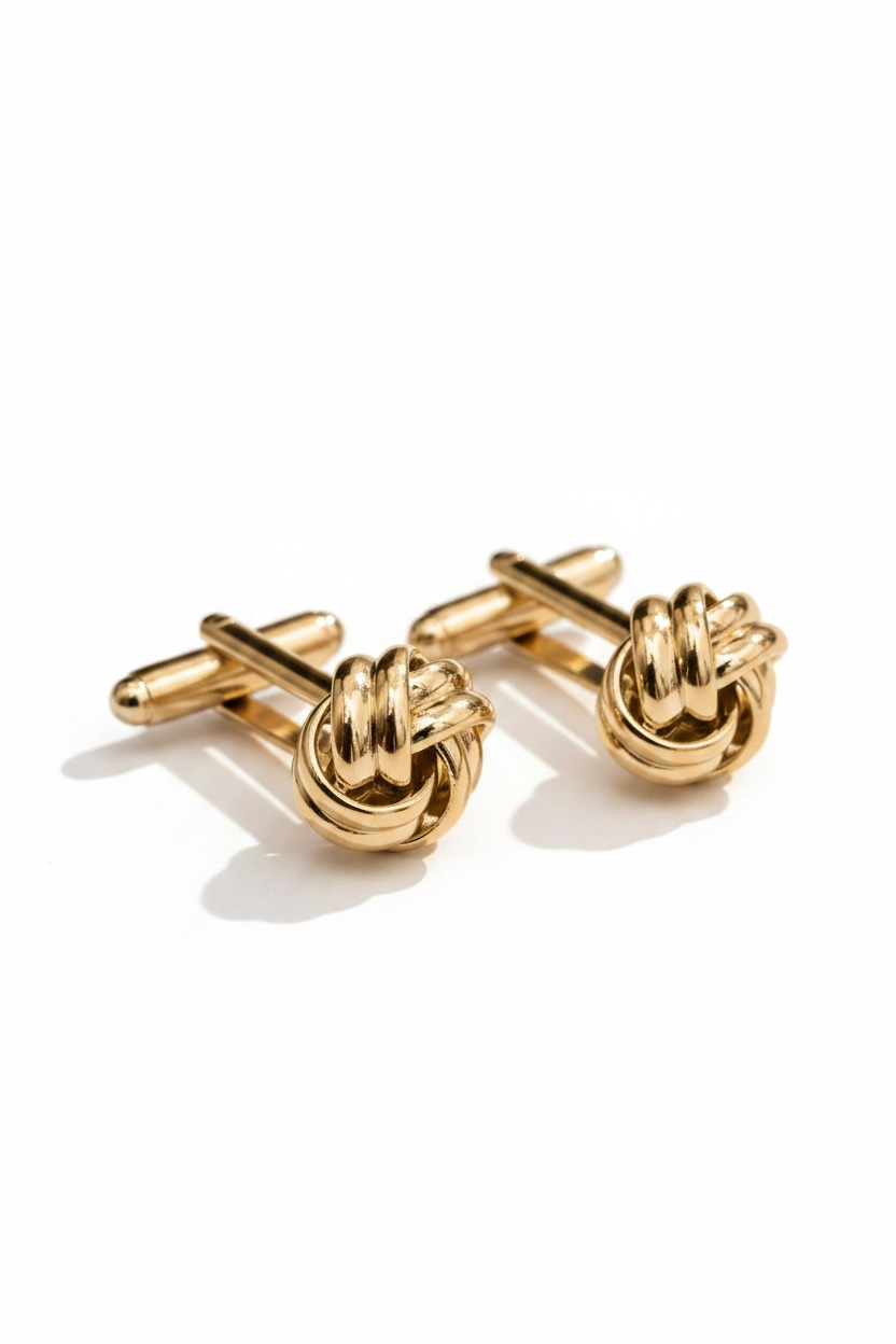 Mens Knot Cufflinks Gold-0
