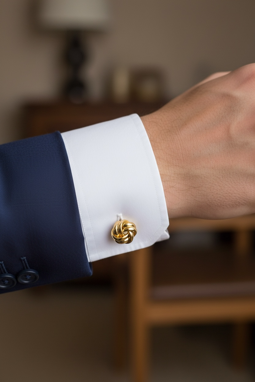 Mens Knot Cufflinks Gold-4