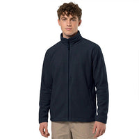 Men’s fleece jacket in navy with a full front zip and stand collar
