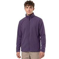 Men's fleece jacket in purple with a full zip and stand collar.
