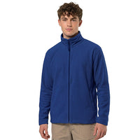 Men’s fleece jacket in royal blue with a full front zip and stand collar