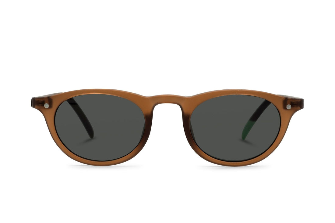 Kilda toffee sunglasses with dark oval lenses and brown frame