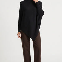Black Ribbed High Neck Jumper-0