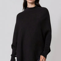 Black Ribbed High Neck Jumper-2