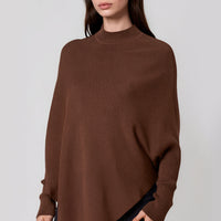 Brown Ribbed High Neck Jumper-0