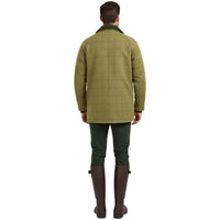 Men's tweed jacket in olive check, shown from the back