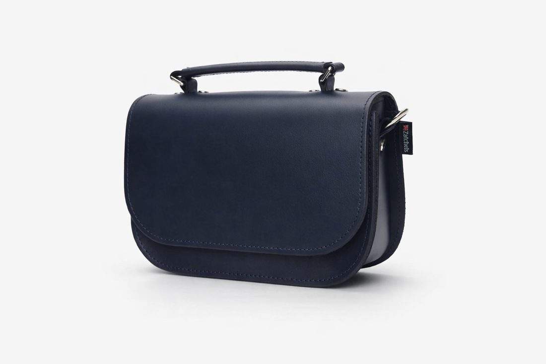 Aura Handmade Leather Bag - Navy Blue-2