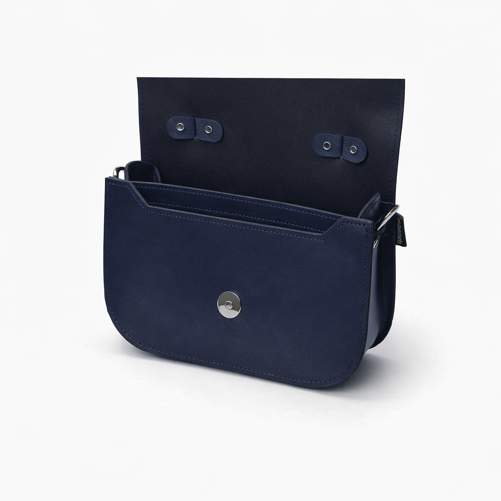 Aura Handmade Leather Bag - Navy Blue-3