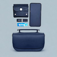 Aura Handmade Leather Bag - Navy Blue-4