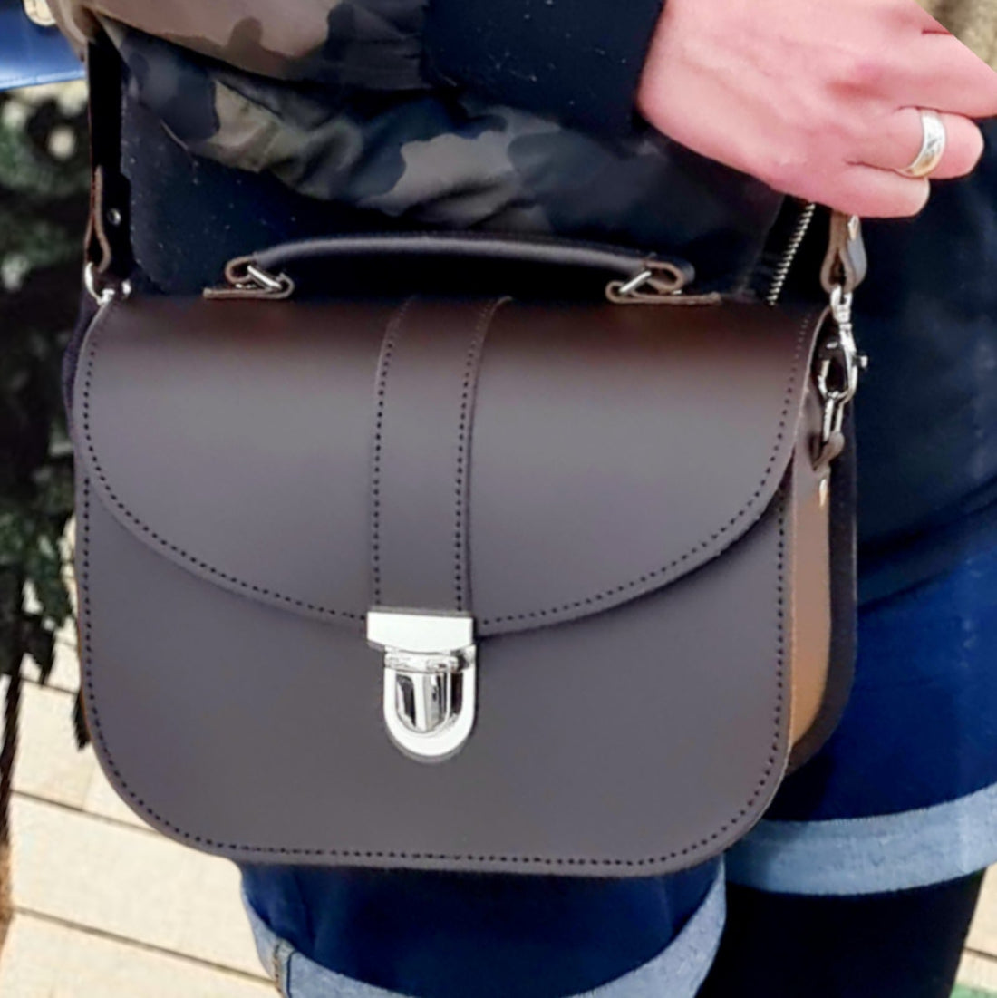 Olympia Handmade Leather Bag - Dark Brown-1