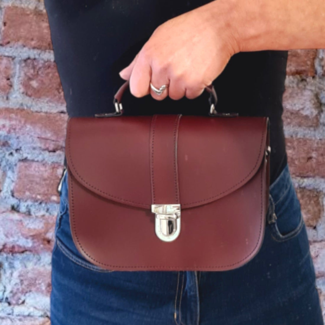 Olympia Handmade Leather Bag - Marsala Red-1
