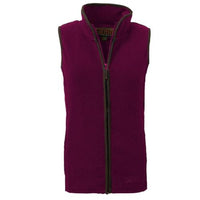 Rose fleece gilet with a stand collar, full zip, and contrast trim