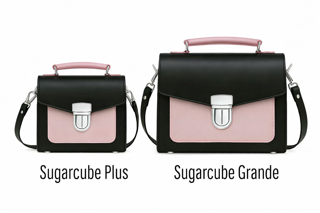 Handmade Leather Sugarcube Handbag - Rose Truffle-2