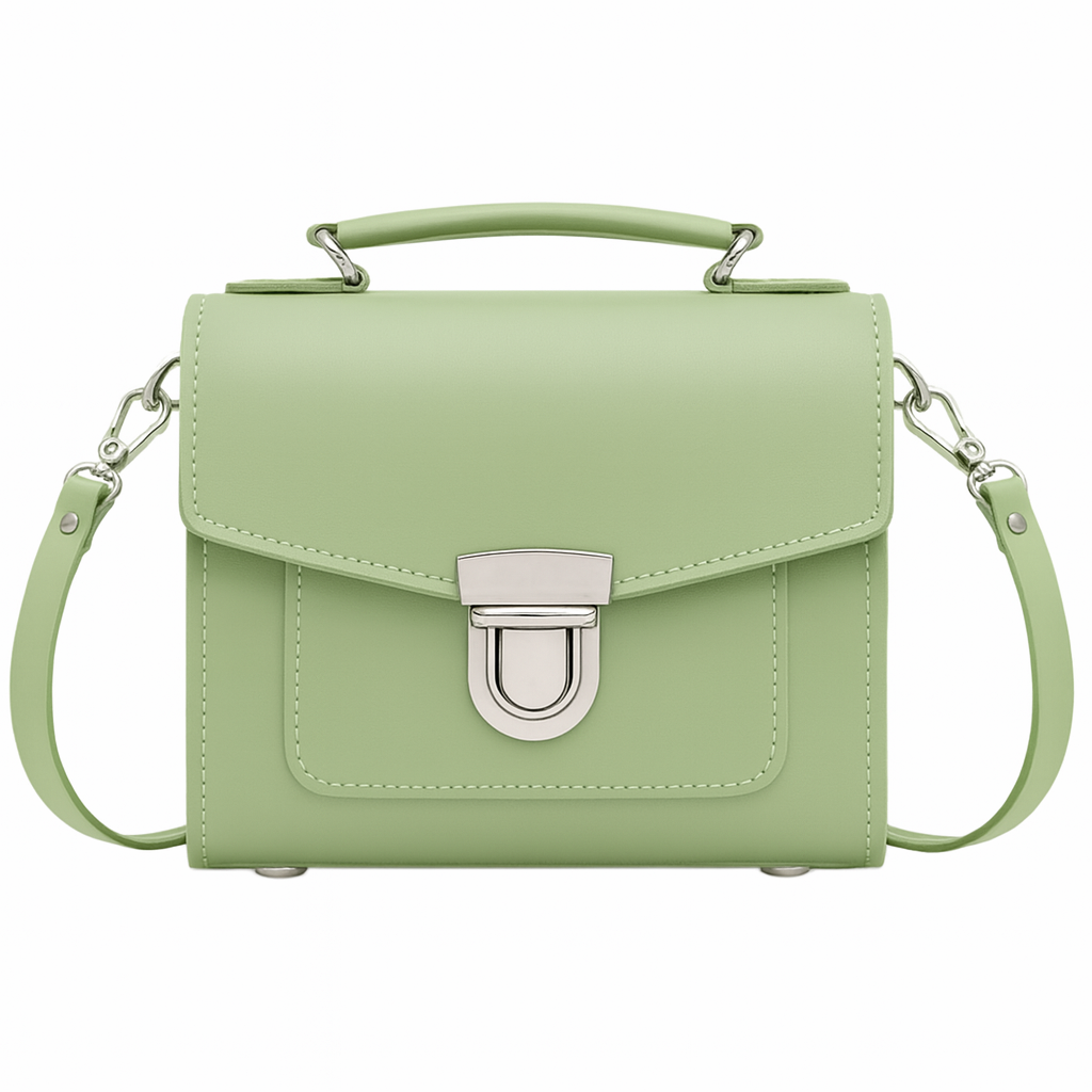 Handmade Leather Sugarcube Handbag - Sage Green-5