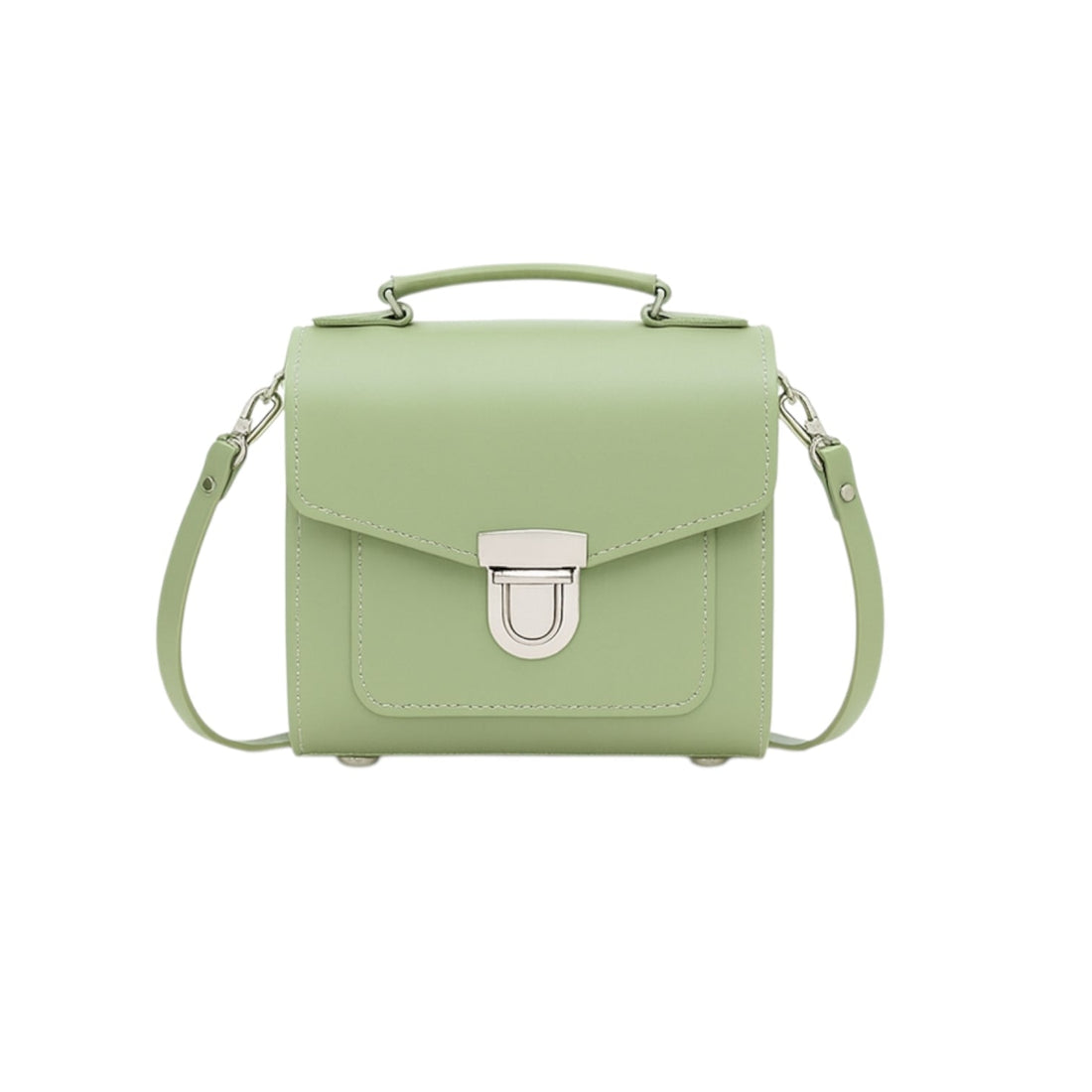 Handmade Leather Sugarcube Handbag - Sage Green-0