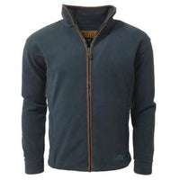Slate blue men's fleece jacket with full front zip and stand collar