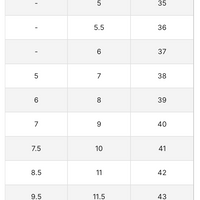 Size chart table for Floral slip-on canvas shoes with US and EU sizing